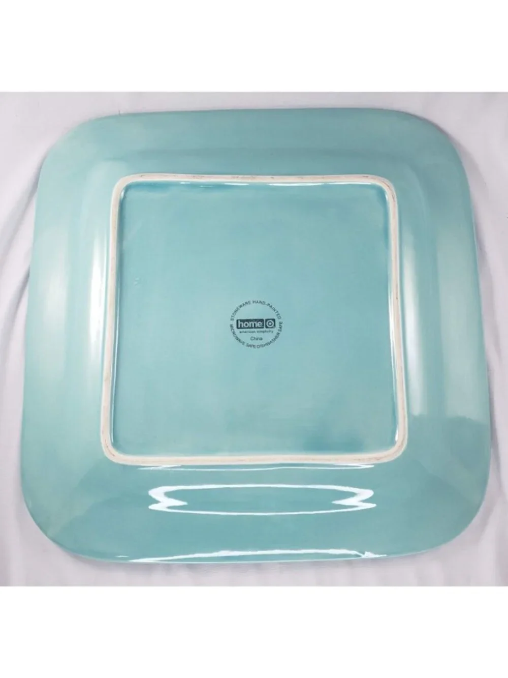 Home American Simplicity Turquoise Aqua Square Dinner Plates Set HTF